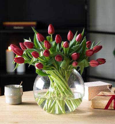 Rød tulipanbukett stor